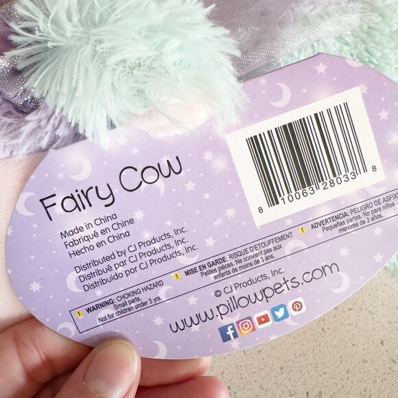 Pillow Pets Fairy Cow New Purple Blue 18” Stuffed Animal Plush - Picture 4 of 6